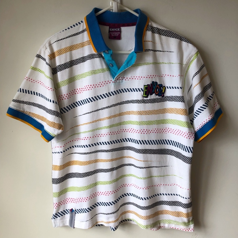 Enyce striped polo shirt vintage multicolor on white with logo cotton